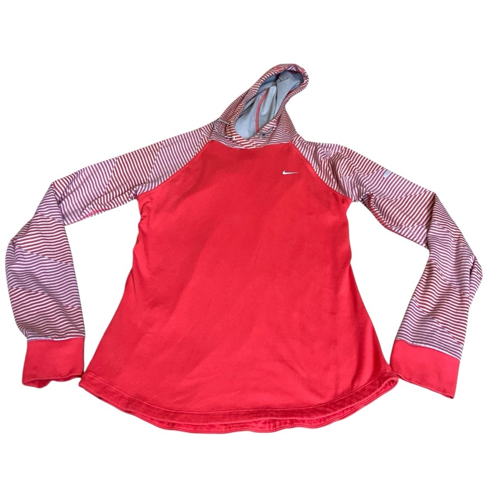 Nike Running Red Striped Dri-Fit Reflective Vented Sweatshirt Hoodie Womens Sz S